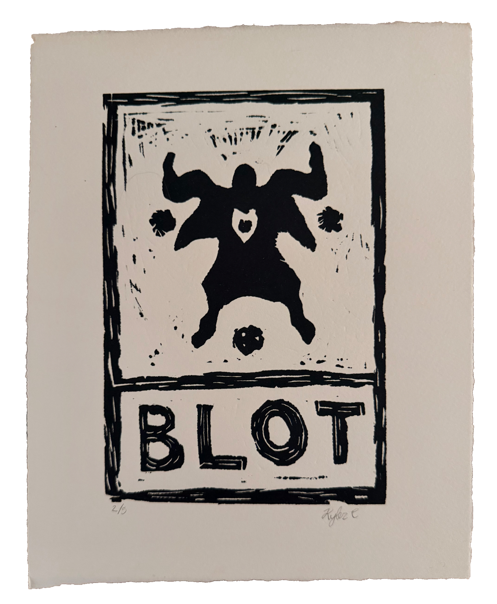 ORIGINAL LINOCUT · 2/5 — original hand-pulled BLOT linocut impression by Kyler
