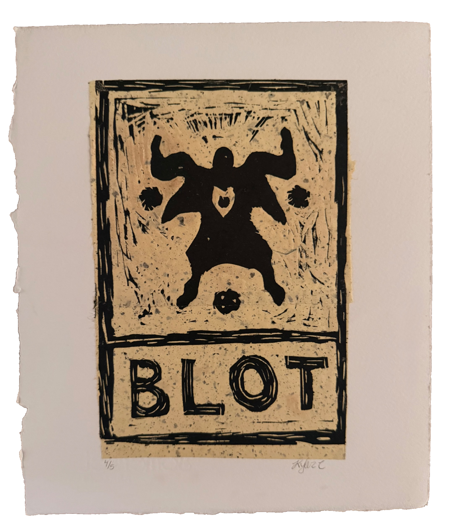 ORIGINAL LINOCUT · 4/5 — original hand-pulled BLOT linocut impression by Kyler
