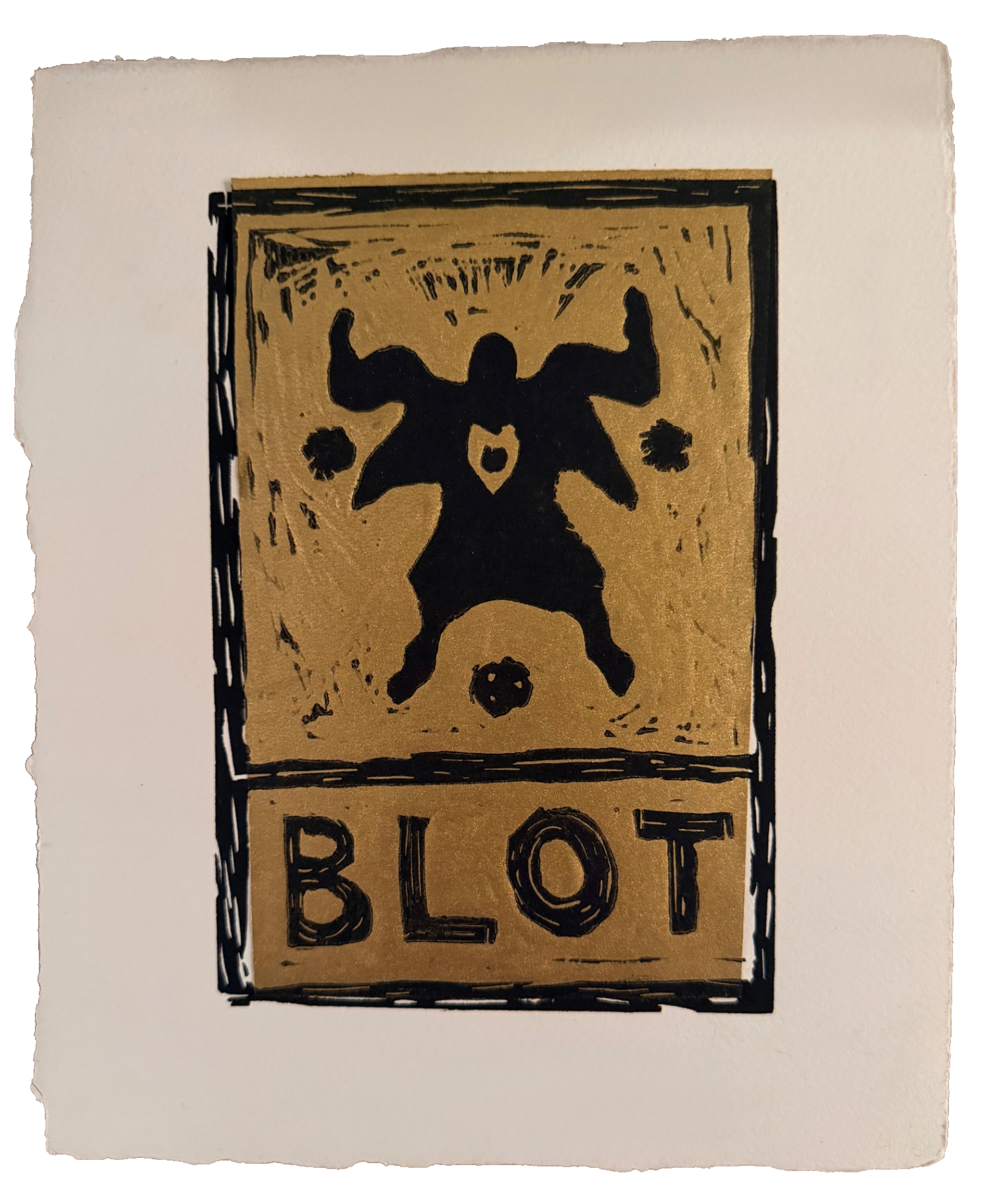 ORIGINAL LINOCUT · GOLD — original hand-pulled BLOT linocut impression by Kyler